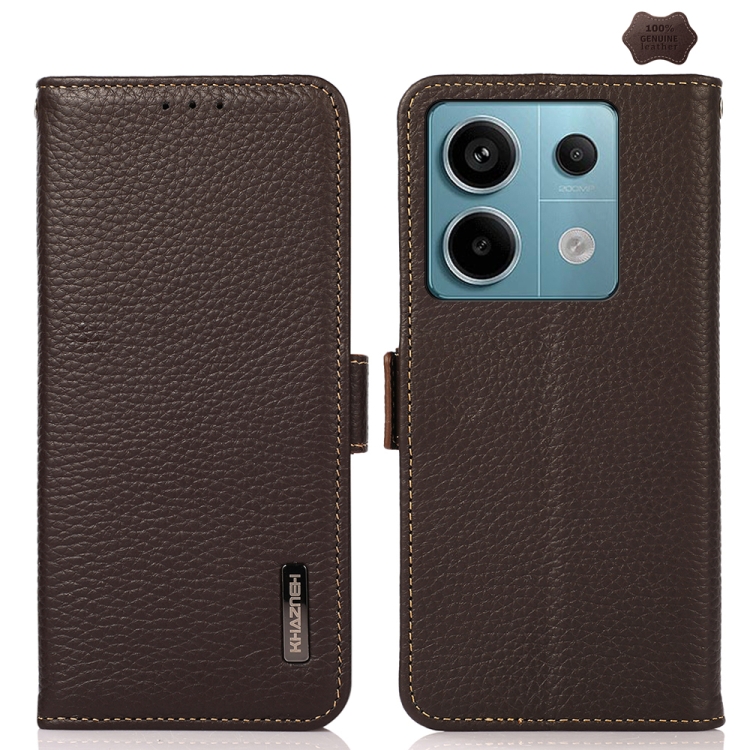 For Xiaomi Redmi Note 13 Pro KHAZNEH Side-Magnetic Litchi Genuine Leather RFID Phone Case(Brown)
For Xiaomi Redmi Note 13 Pro KHAZNEH Side-Magnetic Litchi Genuine Leather RFID Phone Case(Brown)