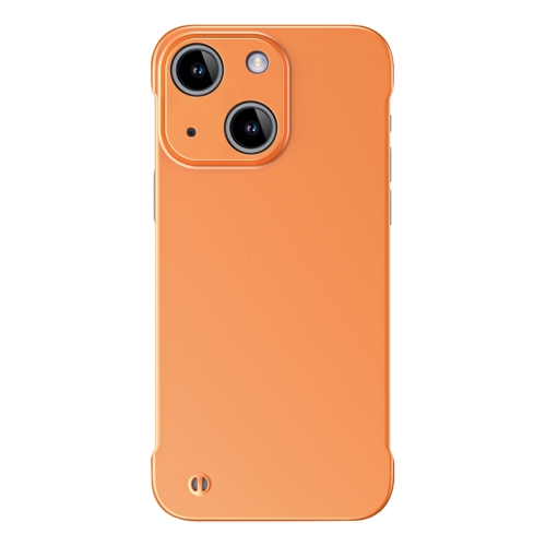 

For iPhone 14 Plus Frameless Metallic Paint Hybrid PC Phone Case(Orange)