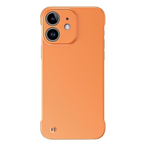 

For iPhone 12 Frameless Metallic Paint Hybrid PC Phone Case(Orange)