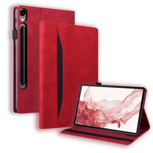 

For Samsung Galaxy Tab S9 FE Splicing Shockproof Leather Tablet Case(Red)