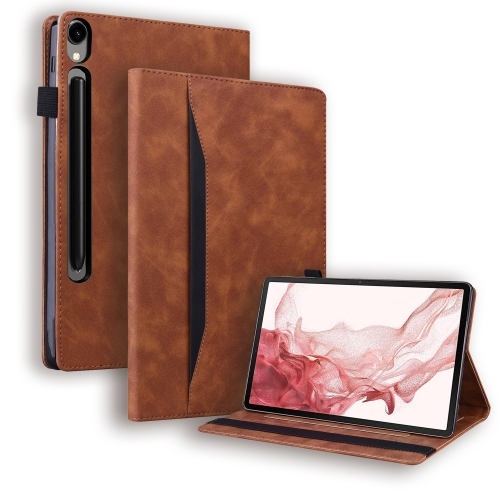 

For Samsung Galaxy Tab S9 FE Splicing Shockproof Leather Tablet Case(Brown)