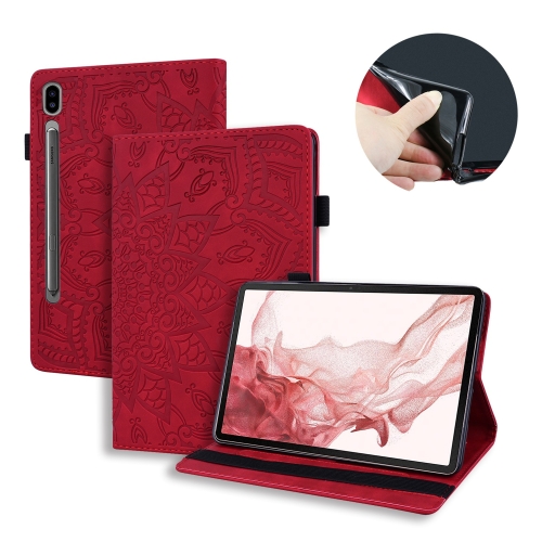 

For Samsung Galaxy Tab S9 FE+ Calf Texture Embossed Leather Tablet Case(Red)