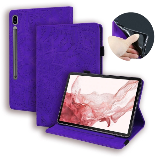 

For Samsung Galaxy Tab S9 FE+ Calf Texture Embossed Leather Tablet Case(Purple)
