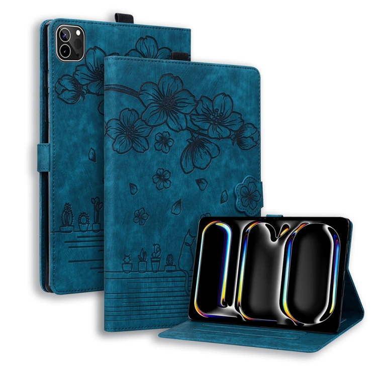 For iPad Pro 11 2024 Cartoon Sakura Cat Embossed Smart Leather Tablet Case(Blue)
For iPad Pro 11 2024 Cartoon Sakura Cat Embossed Smart Leather Tablet Case(Blue)