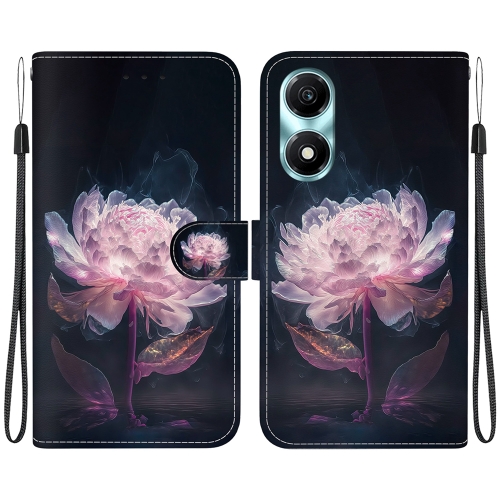 

For Honor X5 Plus / Play 40C Crystal Texture Colored Drawing Leather Phone Case(Purple Peony)