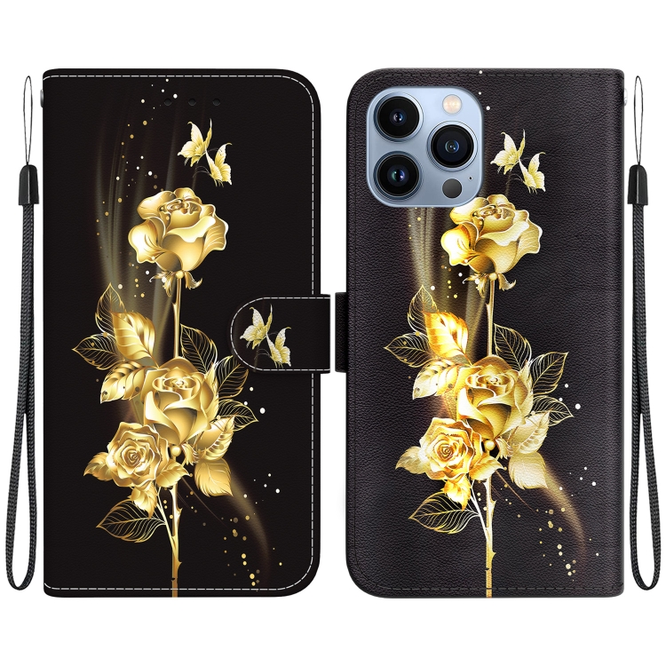 For iPhone 14 Pro Crystal Texture Colored Drawing Leather Phone Case(Gold Butterfly Rose)
For iPhone 14 Pro Crystal Texture Colored Drawing Leather Phone Case(Gold Butterfly Rose)