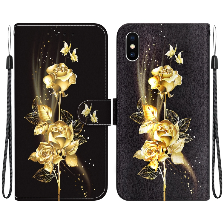 For iPhone XS / X Crystal Texture Colored Drawing Leather Phone Case(Gold Butterfly Rose)
For iPhone XS / X Crystal Texture Colored Drawing Leather Phone Case(Gold Butterfly Rose)