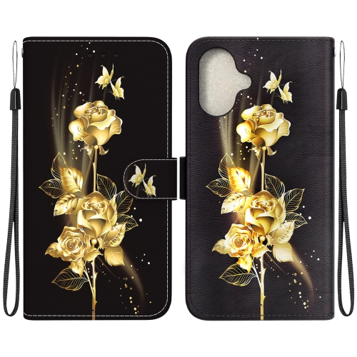 For iPhone 16 Crystal Texture Colored Drawing Leather Phone Case(Gold Butterfly Rose)
For iPhone 16 Crystal Texture Colored Drawing Leather Phone Case(Gold Butterfly Rose)