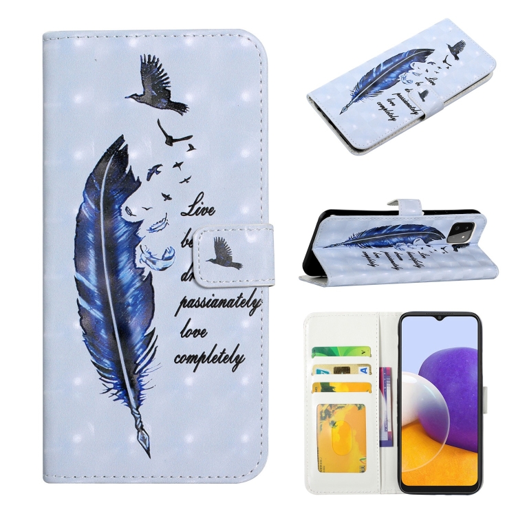 For Samsung Galaxy A22 5G Oil Embossed 3D Drawing Leather Phone Case(Blue Feather)
For Samsung Galaxy A22 5G Oil Embossed 3D Drawing Leather Phone Case(Blue Feather)