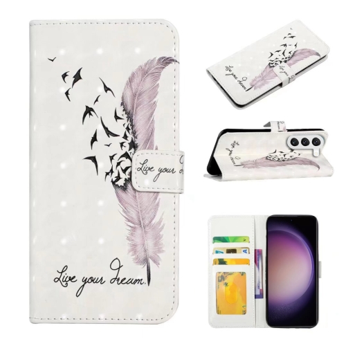 

For Samsung Galaxy S23 FE 5G Oil Embossed 3D Drawing Leather Phone Case(Feather)