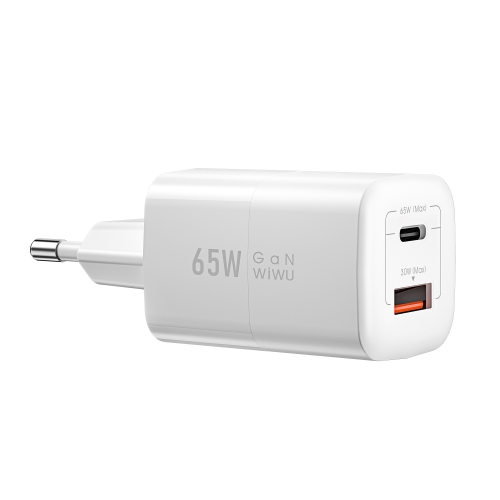 

WIWU Wi-U012 65W USB + USB-C / Type-C Dual Ports GaN Travel Fast Charger, EU Plug(White)
