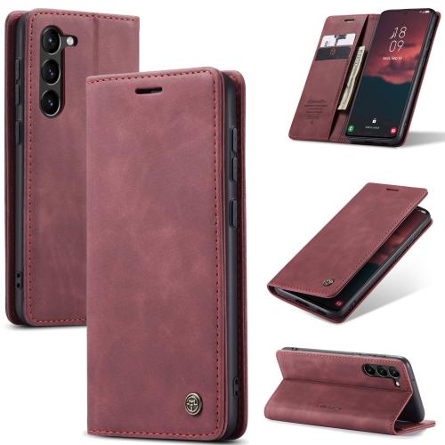 

For Samsung Galaxy S24+ 5G CaseMe 013 Multifunctional Horizontal Flip Leather Phone Case(Wine Red)