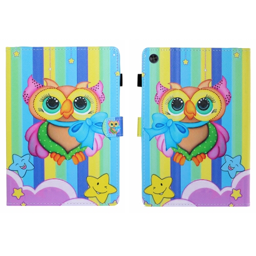

For Samsung Galaxy Tab A9 Coloured Drawing Stitching Flip PU Tablet Case with Sleep / Wake-up Function(Rainbow Owl)
