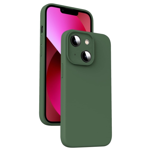 

For iPhone 13 Microfiber Liquid Silicone Shockproof Phone Case(Dark Green)