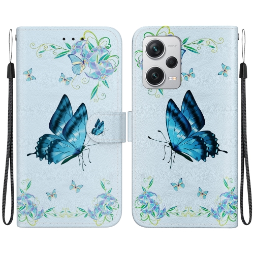 

For Xiaomi Redmi Note 12 Pro+ Crystal Texture Colored Drawing Leather Phone Case(Blue Pansies)