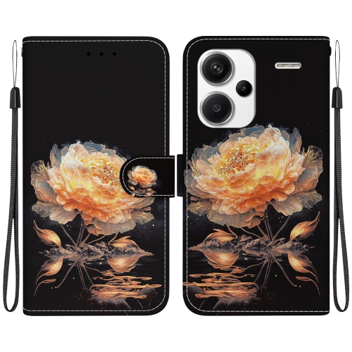 

For Xiaomi Redmi Note 13 Pro+ 5G Crystal Texture Colored Drawing Leather Phone Case(Gold Peony)