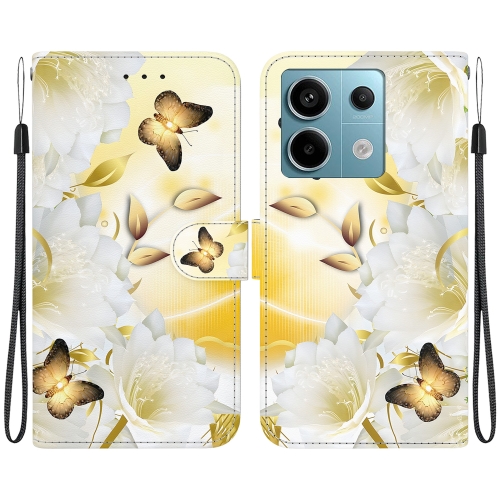 

For Xiaomi Redmi Note 13 Pro 5G Crystal Texture Colored Drawing Leather Phone Case(Gold Butterfly Epiphyllum)