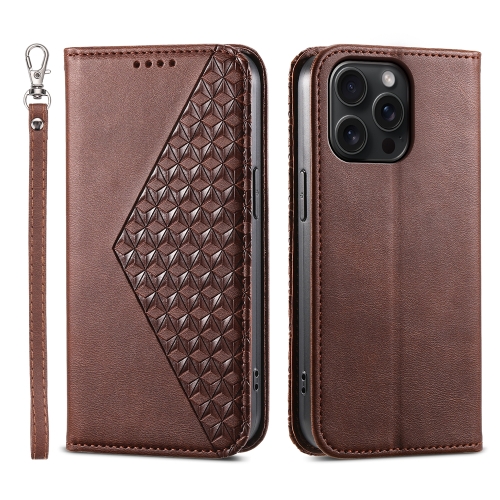 For iPhone 15 Pro Max Cubic Grid Calf Texture Magnetic Leather Phone Case(Brown)
For iPhone 15 Pro Max Cubic Grid Calf Texture Magnetic Leather Phone Case(Brown)