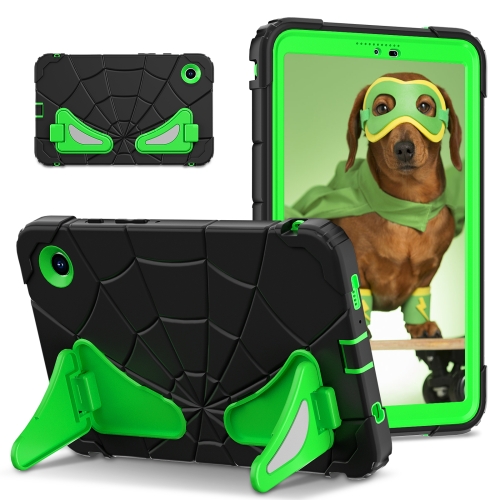 

For Samsung Galaxy Tab A9 Spider Silicone Hybrid PC Shockproof Tablet Case(Black Green)