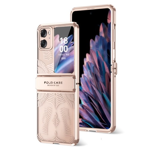 

For OPPO Find N2 Flip Angel Wings Electroplated Frosted Phone Case(Rose Gold)