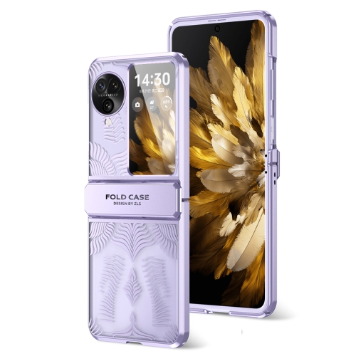 

For OPPO Find N3 Flip Angel Wings Electroplated Frosted Phone Case(Purple)