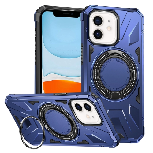

For iPhone 11 MagSafe Magnetic Shockproof Phone Case with Ring Holder(Navy Blue)