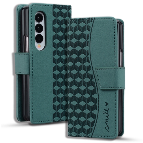 

For Samsung Galaxy Z Fold4 Business Diamond Buckle Leather Phone Case with Lanyard(Green)