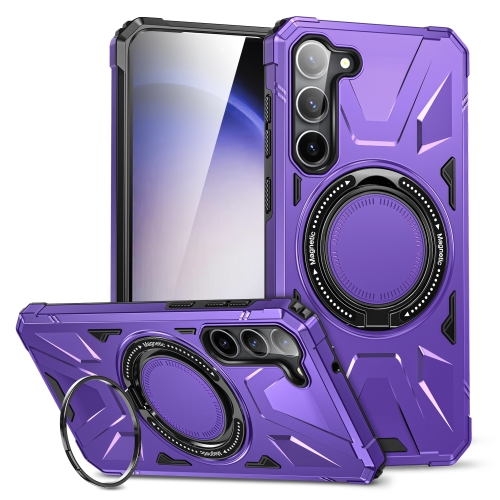 

For Samsung Galaxy S24 5G MagSafe Magnetic Shockproof Phone Case with Ring Holder(Purple)