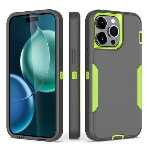 

For iPhone 15 Pro Max 2 in 1 Magnetic PC + TPU Phone Case(Gray+Fluorescent Green)