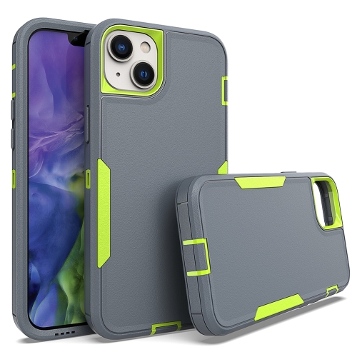 

For iPhone 14 Plus 2 in 1 Magnetic PC + TPU Phone Case(Gray+Fluorescent Green)