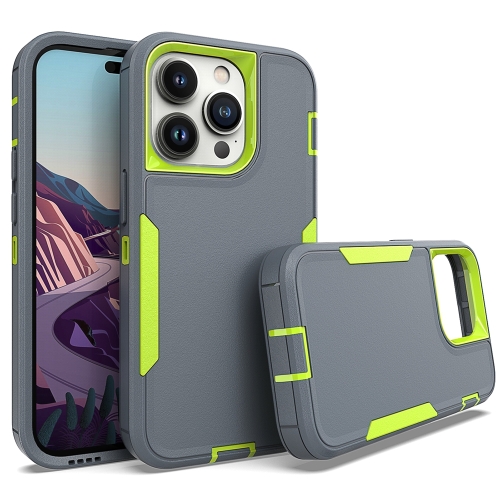 

For iPhone 14 Pro 2 in 1 Magnetic PC + TPU Phone Case(Gray+Fluorescent Green)