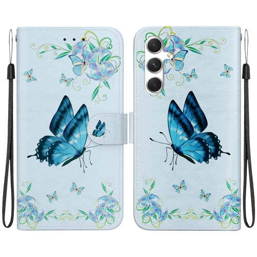 

For Samsung Galaxy S24+ 5G Crystal Texture Colored Drawing Leather Phone Case(Blue Pansies)
