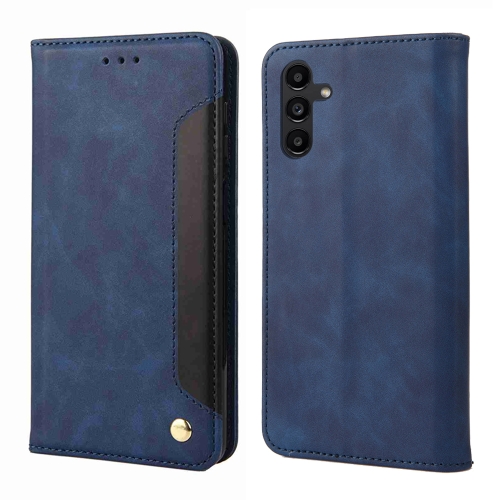

For Samsung Galaxy A05s Skin Feel Splicing Leather Phone Case(Blue)