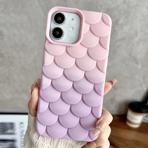 

For iPhone 12 Gradient Mermaid Scale Skin Feel Phone Case(Purple Pink)