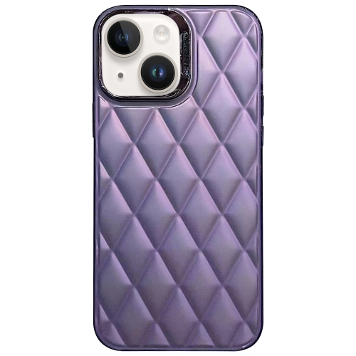 

For iPhone 14 Plus 3D Rhombus Electroplating TPU Hybrid PC Phone Case(Purple)