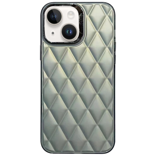 

For iPhone 14 3D Rhombus Electroplating TPU Hybrid PC Phone Case(Grey)