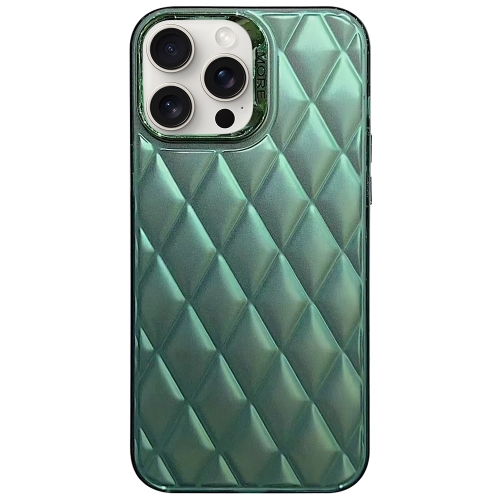 

For iPhone 14 Pro 3D Rhombus Electroplating TPU Hybrid PC Phone Case(Green)