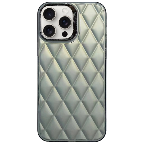 

For iPhone 14 Pro 3D Rhombus Electroplating TPU Hybrid PC Phone Case(Grey)