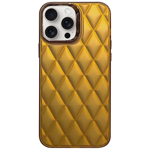 

For iPhone 14 Pro Max 3D Rhombus Electroplating TPU Hybrid PC Phone Case(Gold)