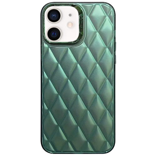

For iPhone 12 3D Rhombus Electroplating TPU Hybrid PC Phone Case(Green)