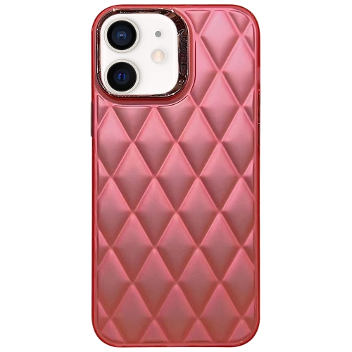 

For iPhone 11 3D Rhombus Electroplating TPU Hybrid PC Phone Case(Rose Red)
