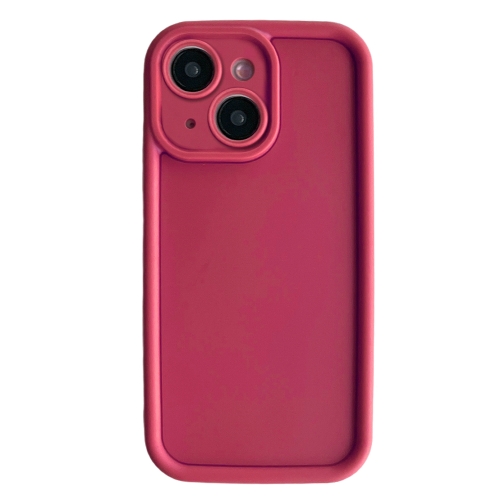 

For iPhone 14 Plus Fine Hole Shockproof Frame Frosted TPU Phone Case(Claret Red)