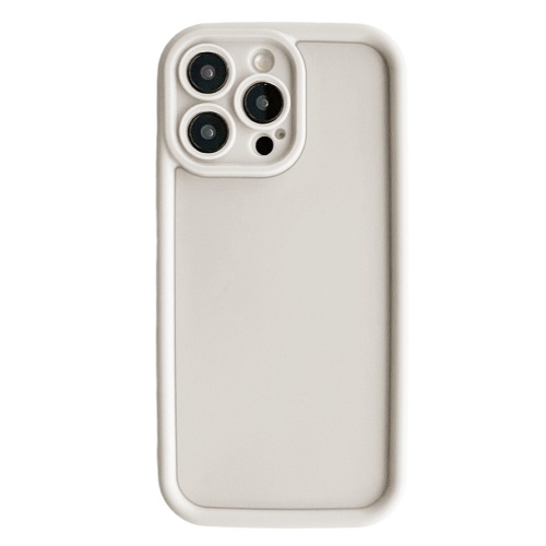 

For iPhone 14 Pro Fine Hole Shockproof Frame Frosted TPU Phone Case(Beige)