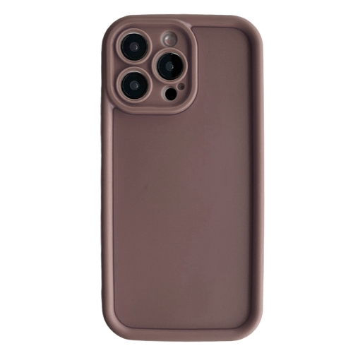 

For iPhone 13 Pro Max Fine Hole Shockproof Frame Frosted TPU Phone Case(Brown)