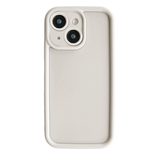 

For iPhone 13 Fine Hole Shockproof Frame Frosted TPU Phone Case(Beige)