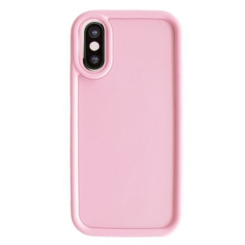 

For iPhone X / XS Fine Hole Shockproof Frame Frosted TPU Phone Case(Pink)