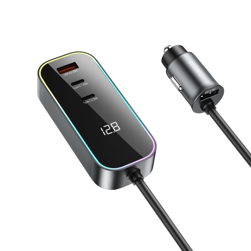 

WIWU Wi-QC14 120W Dual PD+QC Fast Charging Zinc Alloy Car Charger with Cable(Space Grey)