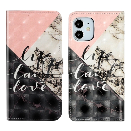 

For iPhone 11 Oil Embossed 3D Drawing Leather Phone Case(Stitching Marble)