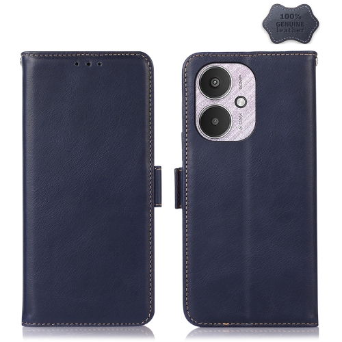 

For Xiaomi Redmi 13C 4G/5G/Poco C65/Poco M6 Magnetic Crazy Horse Texture Genuine Leather RFID Phone Case(Blue)