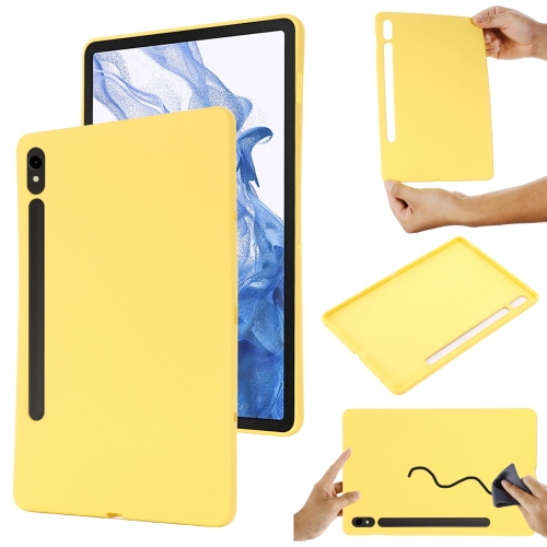 

For Samsung Galaxy Tab S9 FE Pure Color Liquid Silicone Shockproof Tablet Case(Yellow)